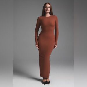 SKIMS Fits Everybody Crewneck Long-Sleeve Dress -Size Large  NWT
